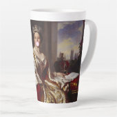 ビクトリア吹女王のピンク色のバブルガム カフェラテマグ (右アングル)