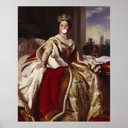 ビクトリア吹女王のピンク色のバブルガム ポスター (正面)