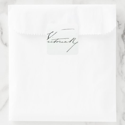 ビクトリア女王のサイン(ペンとインク紙) スクエアシール (バッグ)