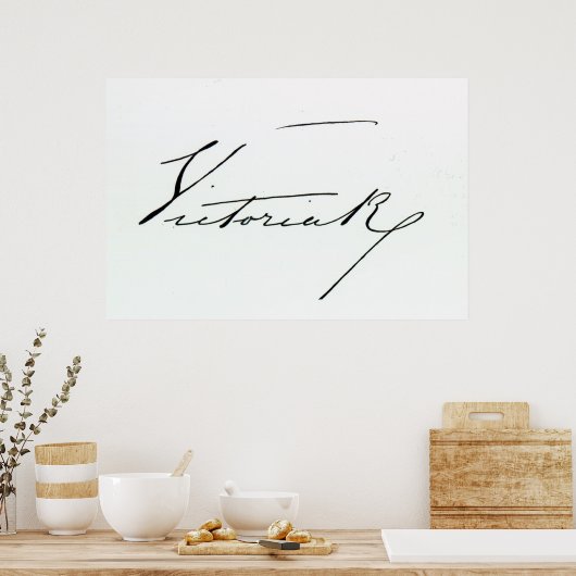 ビクトリア女王のサイン(ペンとインク紙) ポスター (キッチン)