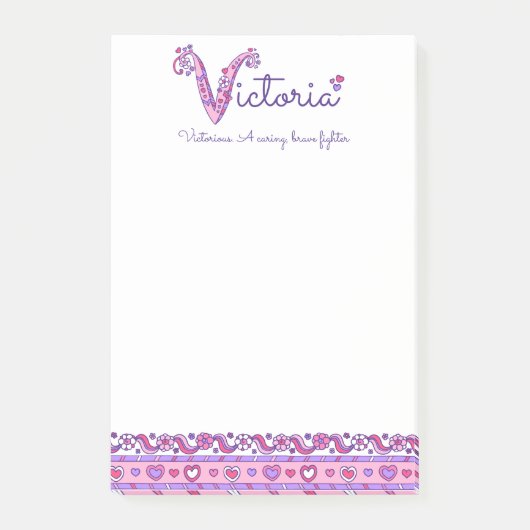 ビクトリア文字Vの名前はピンクパープルを意味する ポストイット (正面)
