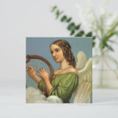 ビクトリア時代のアンティークエンジェルハープクリスマス招待状 招待状 (スタンド正面)