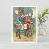 ビクトリア時代のイースターの願い - ウサギたち 招待状 (スタンド正面)