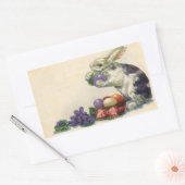ビクトリア時代のイースターバニーと花と卵 長方形シール (封筒)