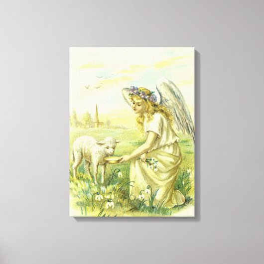 ビクトリア時代のイースター天使と子羊 キャンバスプリント (正面)