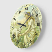 ビクトリア時代のイースター天使と子羊 ラージ壁時計 (傾斜)