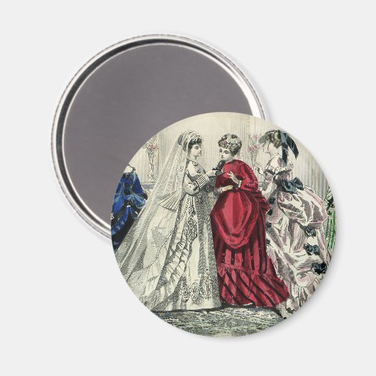 ビクトリア時代のウェディングパーティーの花嫁の肖像 マグネット (正面/裏面)
