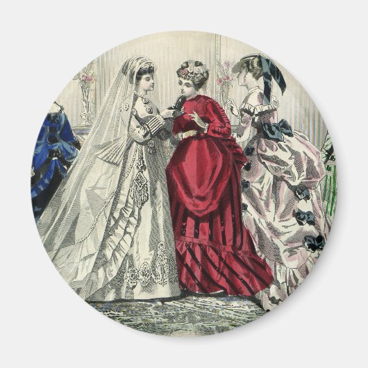 ビクトリア時代のウェディングパーティーの花嫁の肖像 マグネット (正面)