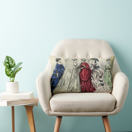 ビクトリア時代のウェディングパーティーの花嫁の肖像 ランバークッション (椅子)