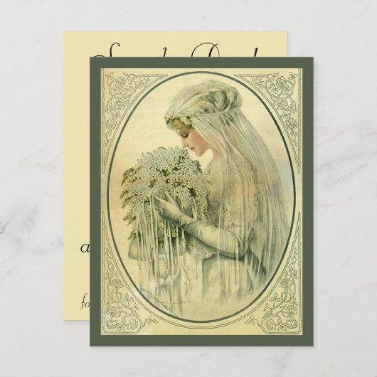 ビクトリア時代のウェディング, ヴィクトリアン花嫁, 結婚式のお知らせを保存 招待状 (正面/裏面)