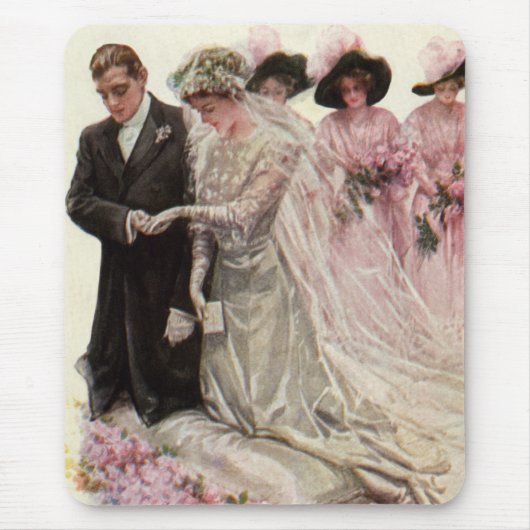 ビクトリア時代のクラシカルな結婚式の花嫁と新郎 マウスパッド (正面)