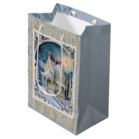 ビクトリア時代のクラシックなクリスマス ミディアムペーパーバッグ (正面アングル)