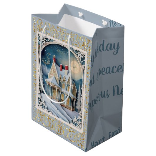 ビクトリア時代のクラシックなクリスマス ミディアムペーパーバッグ (裏面アングル)