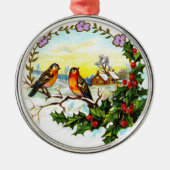 ビクトリア時代のクリスマスの鳥 メタルオーナメント (正面)