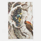ビクトリア時代のクリスマスカード(鳥) キッチンタオル (縦)