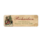 ビクトリア時代のクリスマスサンタのリターンアドレス ラベル (正面)