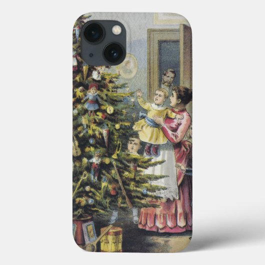 ビクトリア時代のクリスマスツリーの周りの家族 Case-Mate iPhoneケース (裏面)