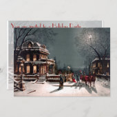 ビクトリア時代のクリスマスパーティーの招待状 招待状 (正面/裏面)