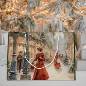 ビクトリア時代のクリスマス休暇の風景 ラージペーパーバッグ