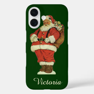 ビクトリア時代のクリスマス、おもちゃを持つビクトリアンサンタクロース iPhone 16ケース