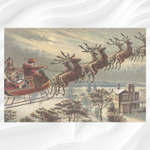 ビクトリア時代のクリスマス、そりに乗るビクトリア風のサンタクロース