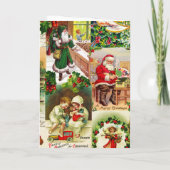 ビクトリア時代のクリスマス サンタおもちゃのフェスティブ ヴィンテージ カード (裏面)