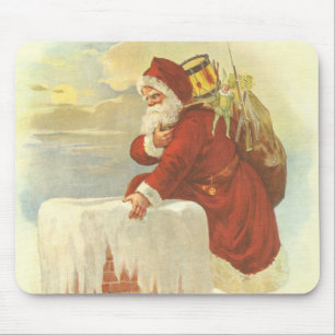 ビクトリア時代のクリスマス サンタクロースが煙突を降りる マウスパッド