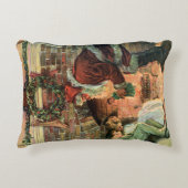 ビクトリア時代のクリスマス、サンタクロースと子供たち アクセントクッション (正面)