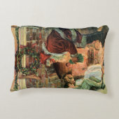 ビクトリア時代のクリスマス、サンタクロースと子供たち アクセントクッション (裏面)