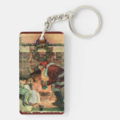 ビクトリア時代のクリスマス、サンタクロースと子供たち キーホルダー (裏面)