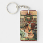 ビクトリア時代のクリスマス、サンタクロースと子供たち キーホルダー (正面)