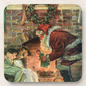 ビクトリア時代のクリスマス、サンタクロースと子供たち コースター (正面)