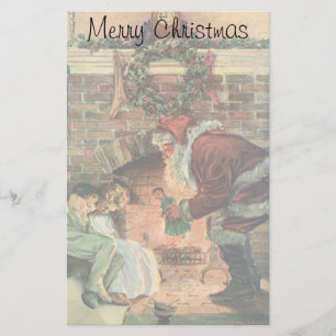 ビクトリア時代のクリスマス、サンタクロースと子供たち 便箋