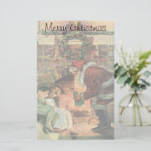 ビクトリア時代のクリスマス、サンタクロースと子供たち 便箋 (スタンド正面)