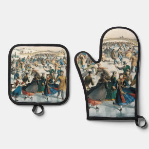 ビクトリア時代のクリスマス セントラルパーク カーライ・アイプス 鍋つかみ&鍋敷きセット