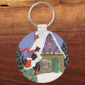 ビクトリア時代のクリスマス、パーティーに行くビクトリアンカップル キーホルダー (裏面)