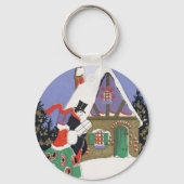 ビクトリア時代のクリスマス、パーティーに行くビクトリアンカップル キーホルダー (裏面)