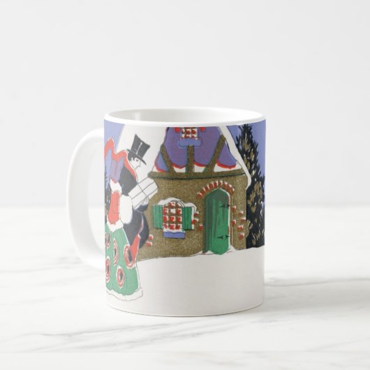 ビクトリア時代のクリスマス、パーティーに行くビクトリアンカップル コーヒーマグカップ (正面左)