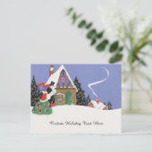 ビクトリア時代のクリスマス、パーティーに行くビクトリアンカップル ポストカード (スタンド正面)