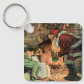 ビクトリア時代のクリスマス、ビクトリアンのサンタクロースの子供たち キーホルダー (正面)