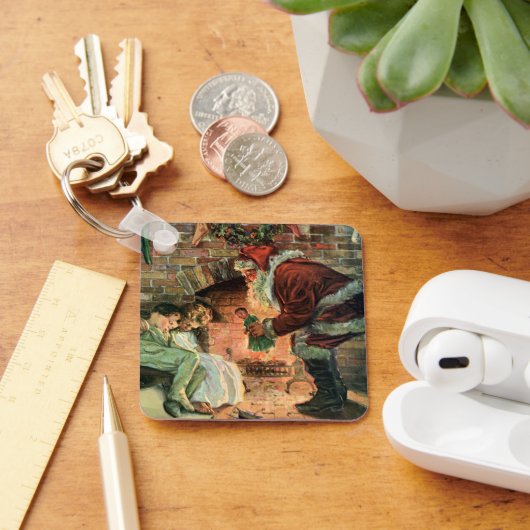 ビクトリア時代のクリスマス、ビクトリアンのサンタクロースの子供たち キーホルダー (デスク)