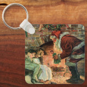 ビクトリア時代のクリスマス、ビクトリアンのサンタクロースの子供たち キーホルダー (正面)