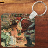 ビクトリア時代のクリスマス、ビクトリアンのサンタクロースの子供たち キーホルダー (裏面)