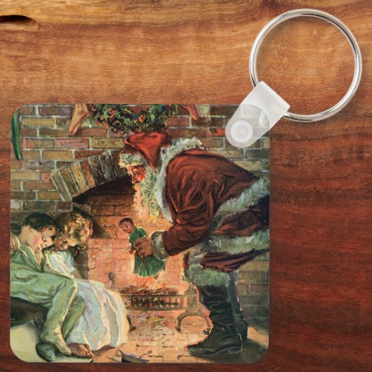 ビクトリア時代のクリスマス、ビクトリアンのサンタクロースの子供たち キーホルダー (裏面)