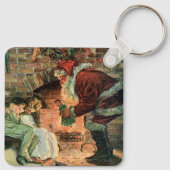 ビクトリア時代のクリスマス、ビクトリアンのサンタクロースの子供たち キーホルダー (裏面)