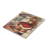 ビクトリア時代のクリスマス　ビクトリアンサンタクロースが煙突を降りる タイル (側面)