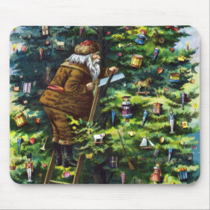ビクトリア時代のクリスマス、ビクトリア時代のサンタクロースとクリスマスツリー マウスパッド