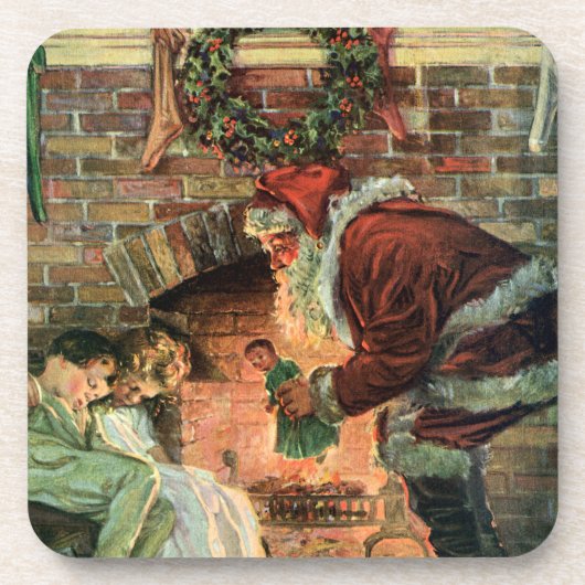 ビクトリア時代のクリスマス、ビクトリア時代のサンタクロースの子供たち コースター (正面)
