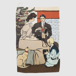 ビクトリア時代のクリスマス ファミリー アンティーク カメラ アート ゴルフタオル