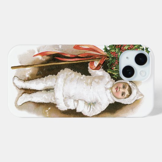ビクトリア時代のクリスマス、ホリーを持つ少女 Case-Mate iPhoneケース (裏面 (横))